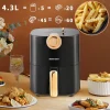 4.3L Extra Large Air Fryer Oil Free Non Stick Teflon Timer Kitchen Aid Healthy Cooker