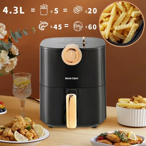 4.3L Extra Large Air Fryer Oil Free Non Stick Teflon Timer Kitchen Aid Healthy Cooker