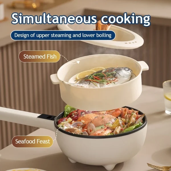 Electric Cooker Wok Electric Frying Pan 4L Smart Multifunctional Big Capacity Non Stick With Steamer Cooking Pot