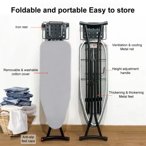 Ironing Board Upgrade Foldable Adjustable Height Ironing Board High Temperature Resistant Fabric Steam Ironing Board